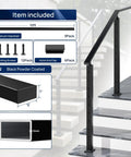 10 Ft Black Aluminum Handrail Featuring Pro Grade Powder Coating And Top Shelf Nylon End Caps Delivering Rock Solid Weather Hardened Support For Outdoor Deck Rail Upgrades with included accessories.