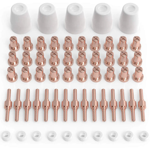 60Pcs PT31 Plasma Cutting Consumables Set For CUT 45 And CUT 50 Torches Including Nozzles Electrodes Swirl Ring And Tips