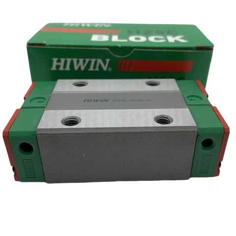Beefed Up Linear Guide EGH25CA Carriage And Rail Set with green HIWIN box behind, for CNC machines and 3D printers