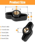 12 Pack 1 Quarter Inch Wing Knobs Through Hole T Knobs Hand Screw Nut Plastic Handle Clamping Knob With Steel Insert dimensions