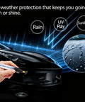 All Cars Magic Pen For Scratch Repair used on car, highlighting weather protection against rain, UV rays, and sunlight.