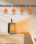 Portable Space Heater 800W 500W Energy Efficient Desk Heater For Indoor Use PTC Ceramic Fast Heating on wooden table
