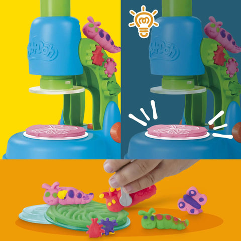Light-Up Microscope Toy For Kids With Glow Reveal And 9 Accessories In 5 Colors, Electronic Preschool Science Set For Girls And Boys, Includes Nature-Themed Playmat, Battery-Operated Back-To-School Gift For Ages 3 And Up, colorful microscope toy with slides and accessories