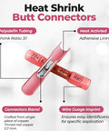 Pro Grade Red Heat Shrink Butt Connectors 0.7mm Tinned Copper Waterproof Crimp Insulated Wiring Splices For AWG 22 to 16