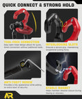 Beefy Heavy Duty Snatch Block And D Ring Shackle Two In One Recovery Tool For Off Road Vehicle Towing Winch With Three Quarter Inch D Ring Pulley And Break Strength 57320 Lbs Red And Black One Pack, close-up of red and black snatch block and shackle