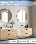 Modern bathroom with wooden cabinets featuring 3 Pack 2.9 Inch Invisible Flush Drawer Pull Handles With Screws Zinc Alloy Concealed Ring Pull Hidden Recessed Furniture Grips For Cabinets Closets Cupboards Doors Black.