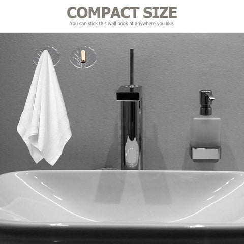 Six Pack Peel And Stick Wall Hooks With Rock Solid Hold For Zero Hassle Bathroom Setup Self Adhesive Hangers For Towels Hats Coats And Everyday Carry hanging towel on wall hooks near sink.