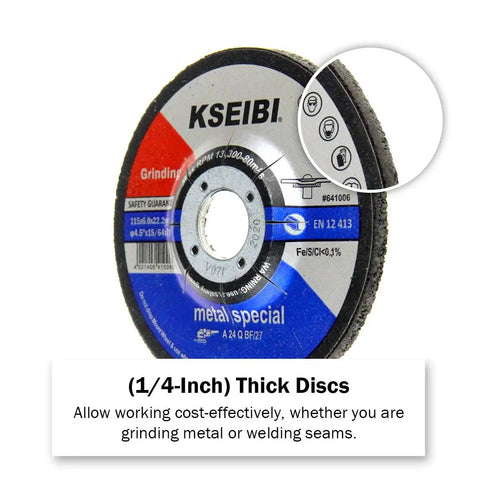 10 Pack Aluminum Oxide Grinding Wheels For Metal And Stainless Steel, 4.5 Inch By 0.25 Inch By 0.875 Inch Depressed Center Discs, Aggressive Grinding For Angle Grinders, Low Vibration, Long Life, Fits 0.25 Inch Mandrels Up To 13,300 RPM
