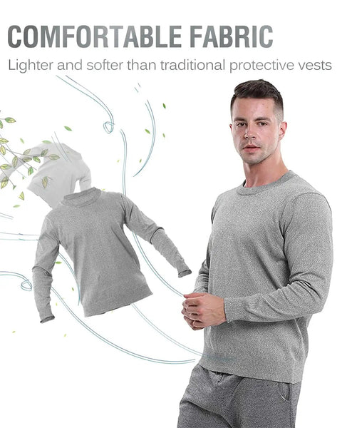 Cut Resistant T Shirt Knife Proof Shirt Gear For High Risk Work 5 Level Anti Cutting Protective Clothing Gray Long Sleeve Size Large Breathable Lightweight UHMWPE Fabric For Everyday Heavy Duty Tasks