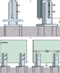 Diagram of Heavy Duty Glass Railing Spigots 2.1lb T304 Stainless Steel Frameless Clamp Bracket for pool fence and balcony