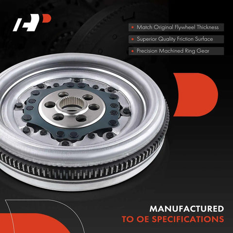 Close-up of Stock Replacement Dual Mass Flywheel For Volkswagen Jetta Beetle 2005 Through 2007 1.9L Diesel Engine Auto Gearbox.