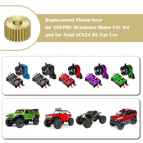 Copper Gear Pinion Replacement Set 4-Piece For 2204 2400KV Brushless Motor And ESC Combo Upgrade For Axial SCX24 1/24 RC Crawler Car Beef Up Motor Life And Power Delivery