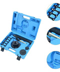 Shop Floor Ready Heavy Duty Wheel Bearing Removal Tool Set With Hydraulic Puller Extractor And Separator for auto repair kit in blue case.