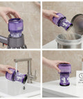 3 Pack Replacement V12 Filters SV30 SV46 in use with vacuum and being cleaned, showing washability and installation process.