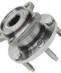 Pair Rear Wheel Bearing And Hub Assembly Fits 2007 Through 2010 Ford Edge And Lincoln Mxk Awd 5 Lug Non Abs Direct Bolt On Replacement close-up view of wheel hub with smooth metal finish and mounting bolts.
