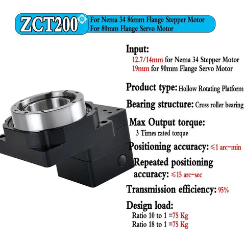 Heavy Duty Hollow Rotary Platform With Shop Grade 360 Motion, cross roller bearing, Nema34 motor compatibility, precise automation.