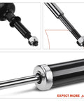 Rear shock absorbers pair, black housing with chrome shafts and threaded studs