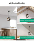 Dope Farmhouse Hex Pendant Light For Kitchen Island And Hallway, Wood Grain And Black Finish Hanging Light in kitchen and hallway settings