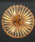 Top view of Three Light Boho Wood Beaded Chandelier With White Finish Pendant Light For Bedroom Kitchen Island And Girl Room