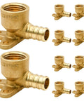 10 Pack Drop Ear Elbow Fittings For PEX 1/2 In X 1/2 In NPT Female Threads, Brass Full Port Crimp Adapters, Lead Free