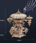 3D Wooden Puzzle Kit for Adults With SkyCity Cityscape, 600 Plus Pieces, Mind Blowing Mechanical DIY Craft That Doubles as a Music Box, Perfect STEM Toy Gift for Puzzle Fans and All Occasions; 10.86 in assembled