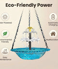 Solar Powered Cascade Hanging Bird Bath Fountain For Outdoors No Wires Needed Super Easy Setup Bubbling Water Feature