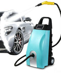 Heavy Duty Steam Cleaner 3000W 3.5 Liter Water Tank Hella Fast 20 Second Heat Up Super High Pressure Professional Cleaning Machine For Car Detailing Chemical Free Blue in use on a car.