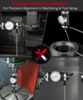 Front view of XUNTOP coaxial centering indicator with dial gauge and six feelers for workpiece center alignment.