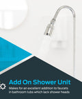 Chrome Spout Type Add On Shower Unit For Tubs Without A Shower Head Outlet Easy Install Conversion shown in a bathroom