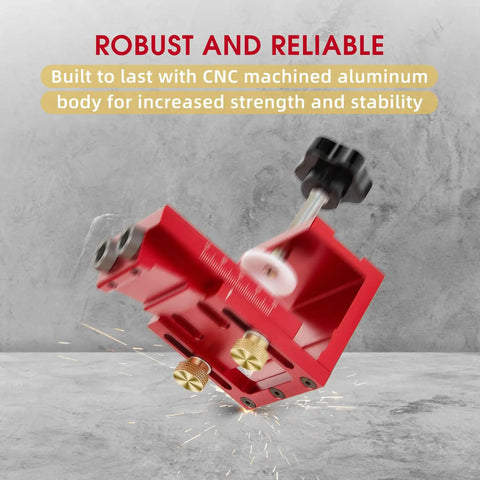 Top Shelf Pocket Hole Jig Kit For Woodworking Rugged Aluminum Guide showcasing CNC machined design for strength and stability.