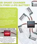 5 Pack 3 7V 400mAh Li Battery Set With 5 In 1 Charger for SYMA Q11 H99W quadcopters and charging instructions displayed
