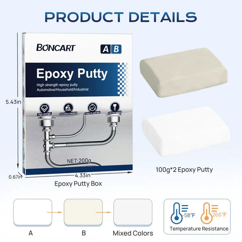 Epoxy Putty 200g Fast Repair Two Part Filler For Metal Wood Tile Ceramics Bonding And Repairing Leaks Cracks Holes And Uneven Surfaces Multi Purpose Sculpt Clay For DIYers And Home Projects