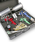 HVLP Spray Gun Kit With 3 Nozzle Sizes 1.0mm 1.4mm And 1.8mm For Auto Paint And Primer, Air Regulator, Cups in carrying case
