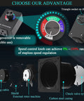 Through Wall Kitchen Exhaust Fan With Stepless Speed Control For Powerful Quiet Ventilation In Bathroom Garage Or Workshop External Rotor Motor All Copper Coil Double Ball Bearing Removable Variable Speed Controller And Easy DIY Install with removable speed controller detail
