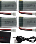 4 Pack 3.7V 500mAh LiPo Batteries With MX2.0 Plug And 4 Port USB Charger Box for Q9S Syma X5C X5 RC Drones