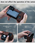 Sony Alpha A6400 A6300 Camera Case Kit With Soft Silicone Body Cover And Grip shown with LCD screen flip and external connection