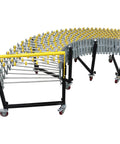 19.7 Inch Wide Unpowered Portable Flexible Conveyor With 47 To 177 Inch Expandable Length And 29.5 To 45.3 Inch Height Adjustable Roller Table