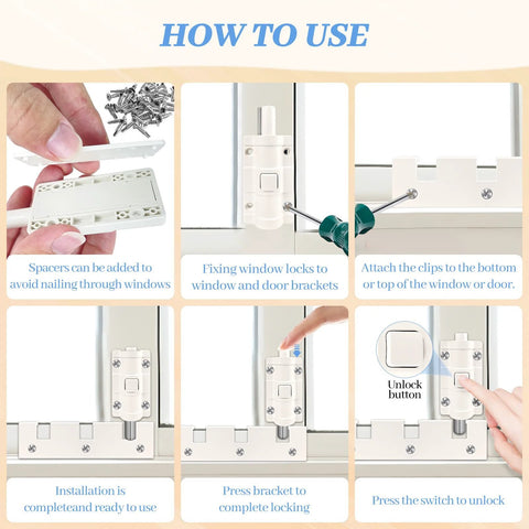 Installation steps for Sliding Glass Door Locks For Extra Security Child Safety Locks For Sliding Doors Window Lock Set Of 3 White Finish Universal Fit