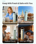 Portable Breastmilk Cooler Bag Featuring 360 Degree Ice Chambers That Keep Your Stash Chill Below Forty Degrees Fahrenheit Comes With Premium Stainless Steel Feeding Bottles A Total Game Changer For Busy Nursing Moms On The Move in various settings including work and travel.
