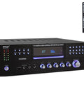 Front view of 4 Channel Bluetooth Home Amplifier With Front Loading CD And DVD Player And 3000W Peak Power for party sound.