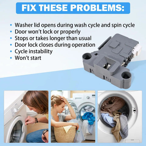 Washer Door Lock Assembly Replacement With Easy Install For 5304505231 5304514774 Fits Washers Cross References AP6329665 PS12365826 EAP12365826 4839359, gray plastic washer door lock assembly