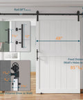 48x84 Inch Sliding Barn Door With 8 Foot Hardware Kit Handle Floor Guides And Easy DIY Installation White MDF Door shown installed
