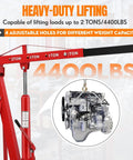 2 Ton Folding Hydraulic Engine Hoist With 4400 Lbs Max Lift, Cherry Picker Shop Crane in use lifting an engine