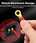 Heavy Duty 4 Gauge Copper Wire Connectors Plus Red And Black Ring Terminals For Battery Cable Adapters with shock-resistant design.