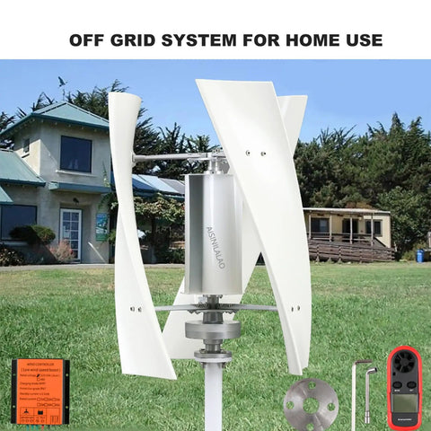 1000W to 6000W Noiseless Vertical Axis Wind Turbine Generator for Marine Use on grass with buildings background