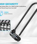 Close-up of Beefy 4 Digit Padlock Set With 6.3 Inch Long Shackle Waterproof Resettable Code Lock showing dials and long shackle.
