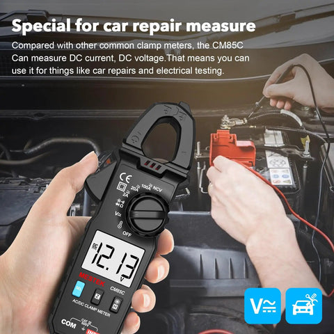 Digital Clamp Meter Multimeter With True RMS Auto Ranging 100A 600V measuring car battery voltage