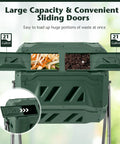 Outdoor 42 Gallon Dual Chamber Compost Tumbling Bin With 360 Degree Rotating Barrel Heavy Duty Metal Frame BPA Free Two Sliding Doors