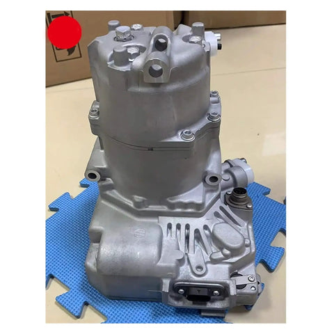 Ride Ready Car Ac Electric Hybrid Compressor Compatible With Mercedes Benz S Class W221 S400 Cooling System Replacement Part A0032305311 side view showing aluminum alloy construction and connection ports