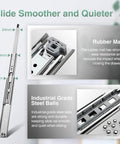 Heavy Duty Locking Drawer Slides 150 Lb Load Capacity, 14 Inch Full Extension Ball Bearing Rails, Side Mount Cabinet
